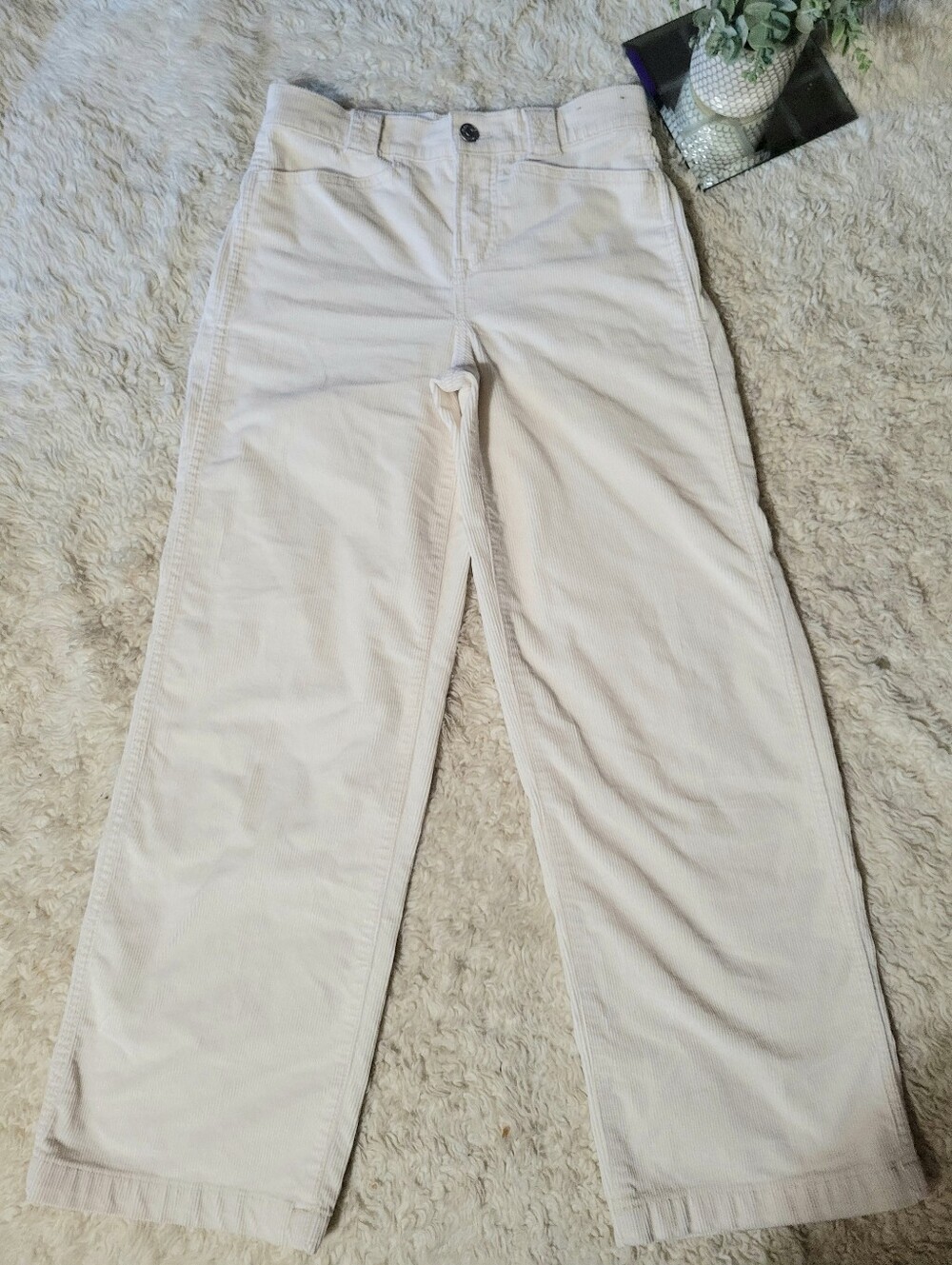 Madewell The Petite Emmett Wide-Leg Pant Corduroy Edition Antique Cream P23